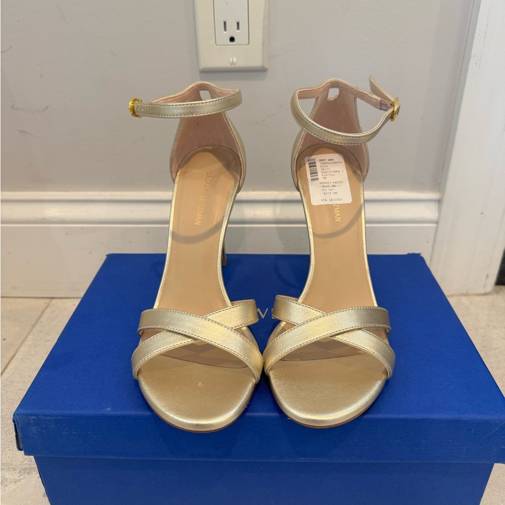 Stuart Weitzman Gold Strappy Heels